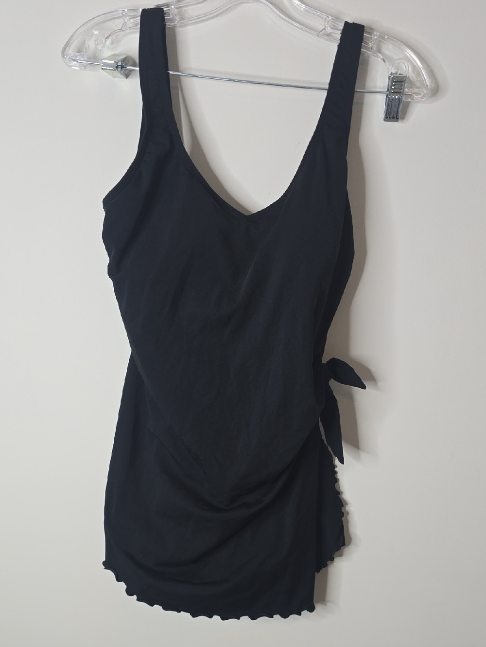 Vintage Plus Size Black Side-Tie Skort One Piece Bathing Suit